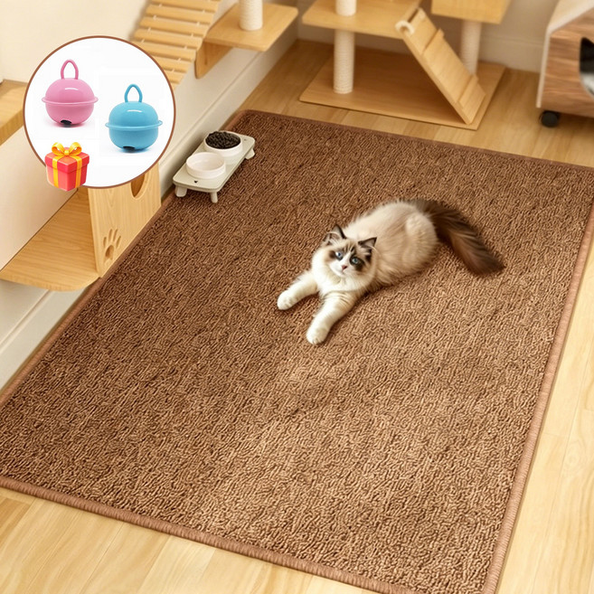 BLOOMY 고양이 스크래쳐 카페트 매트 논슬립 발톱케어 긁힘방지 내구성 우수 거실 카페트, 1개, 브라운