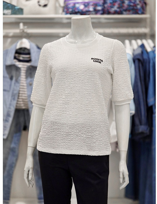 크로커다일레이디 자수 5부 라운드 티셔츠 CLEMTS104