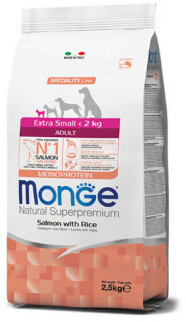 DOG몬지 내추럴 슈퍼프리미엄 엑스트라스몰 어덜트 연어와 쌀 / 월 이상의 반려견, 1개, 닭, 2.5kg
