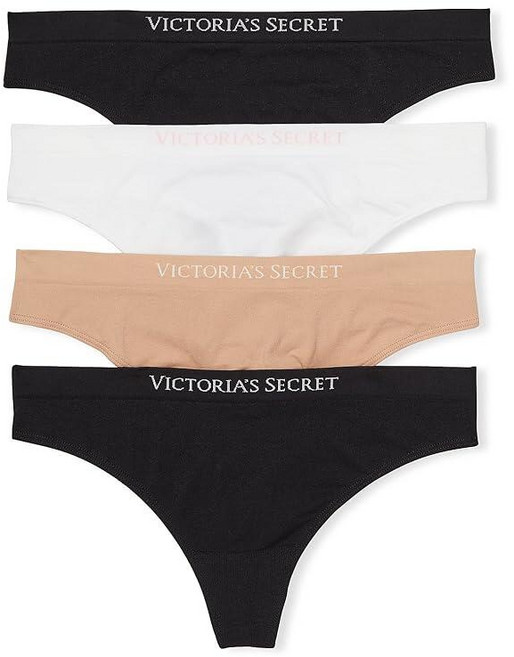 Victoria's Secret 여성용 심리스 끈 팬티 여성용 팬티 멀티 팩 (XS-XXL) 뉴트럴 믹스 XL