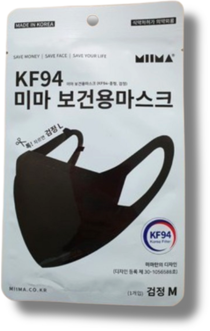 미마마스크 컬러 마스크 중형 KF94, 1개입, 90개, 검정