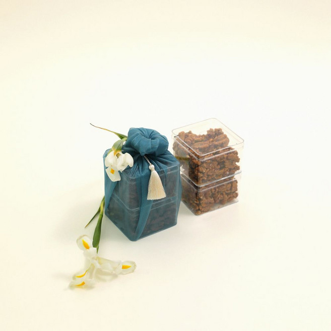 한가위 선물 호두 강정 정과 블루 보자기 포장 300 추석 명절 선물추천, 2개, 150g