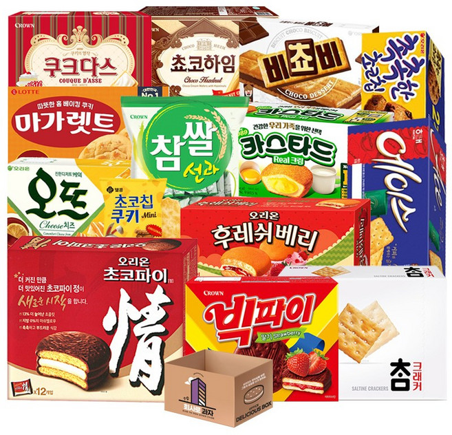 초코파이 카스타드 마가렛트 등 대용량 사무실 간식 과자세트 13종(+1) 구성, 1세트