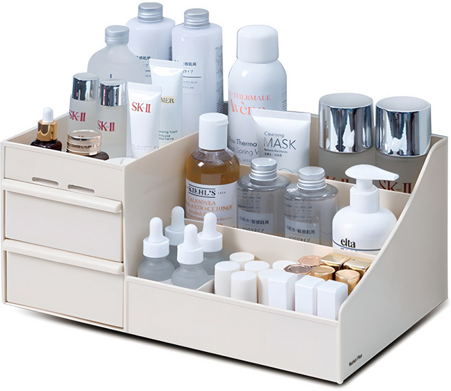 마켓플랜 서랍형 3단 코스메틱 보관정리대, 베이지, 1개
