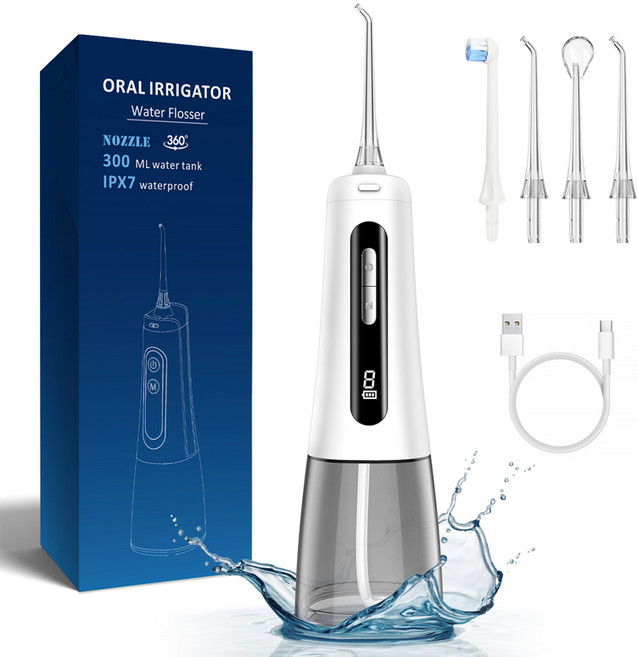 Shipshape 휴대용 구강세정기 물치실 구강 세척기 무선 구강워셔 무선 방수 치아세척기, 화이트, M139Art