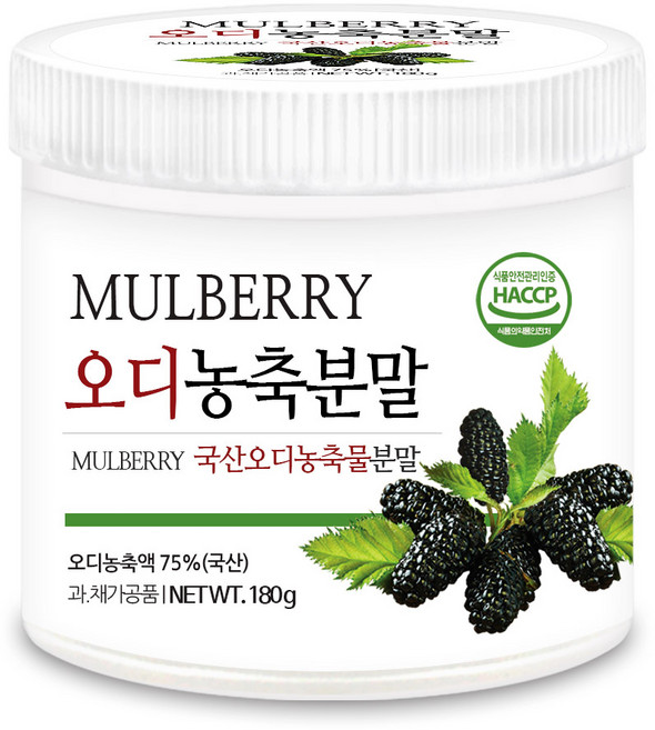 푸른들판 국산 오디 농축 분말 가루 뽕나무 열매 파우더 멀베리, 1개, 180g