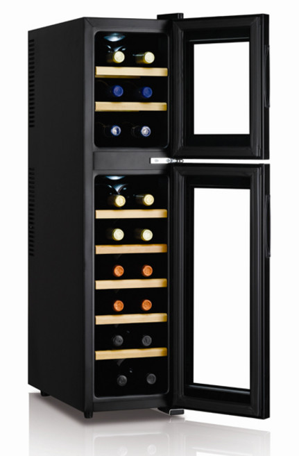 매직쉐프 와인냉장고 18병 상하분리 온도조절, 블랙, MEW-18DB