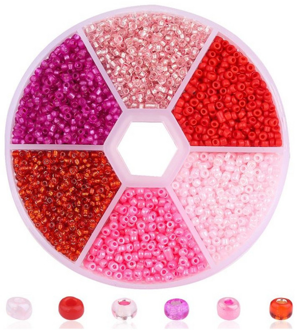 루앤블리 2mm 6색 그라데이션 비즈세트, 핑크, 1개