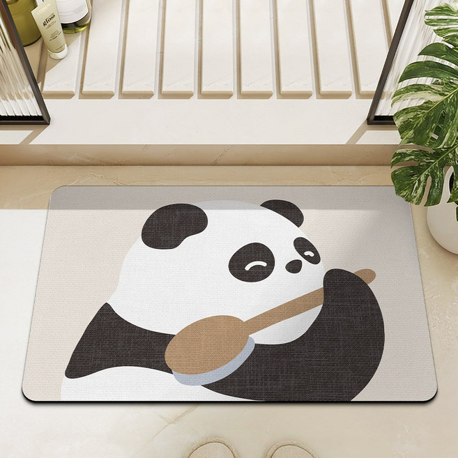 DEXI 욕실 미끄럼방지매트 주방 화장실 호텔 미끄럼방지 규조토 발매트 호텔 화장실 베란다 싱크대 논슬립 발판 클래식 빠른 흡수 욕실 발매트, 판다 샤워