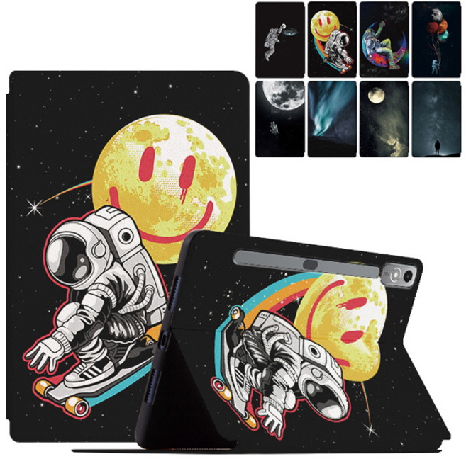 레노버 탭 P12 QHD 샤오신패드프로 2023 12.7 370FU 유니버스 프린팅 스탠드 플립 가죽 태블릿 케이스, stc159 (1)오로라, 1개