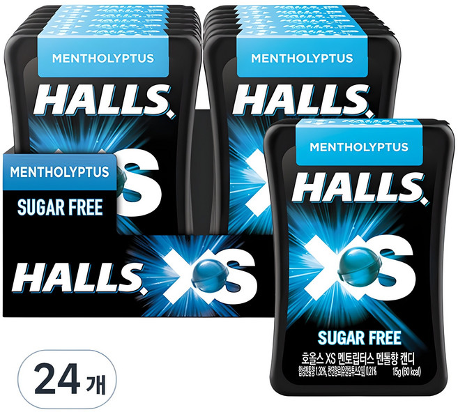 HALLS XS無糖迷你薄荷糖 酷爽薄荷款, 24盒, 15g