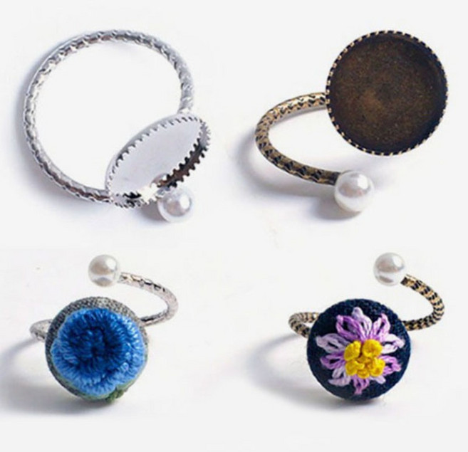 [청라핸즈] 자수 반제품 진주 반지 실버 (691509)