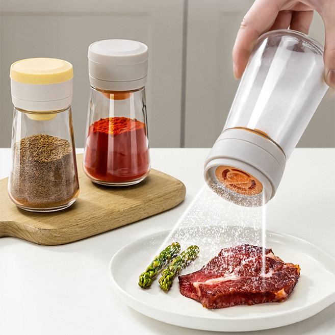 방습 밀봉 정량조절 양념통 유리 가루 양념통 정량조절 소금통, 1개, 220ml