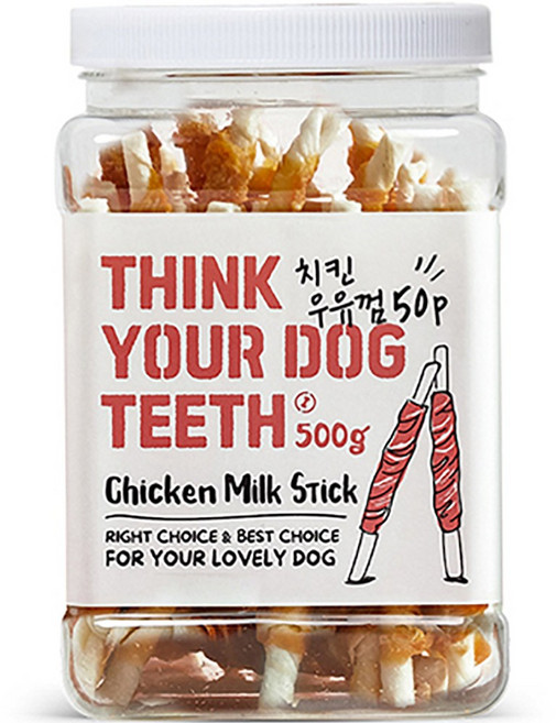 띵크유어도그티 강아지 딩고껌 대용량, 치킨 스틱, 500g, 1개