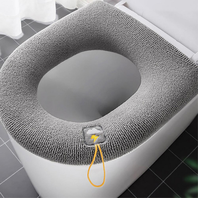 극세사 엉뜨 변기손잡이 변기커버 빨아쓰는 변기시트 변기시트커버 케이스, 블루그린, 1개