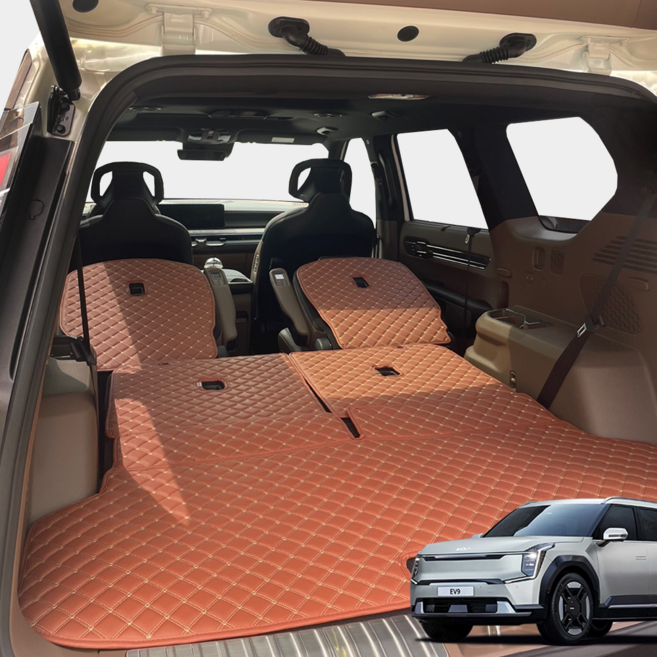 에피카 EV9 트렁크매트 등받이 차박 용품 가죽 6인승 스위블 시트, 트렁크매트 + 등받이, 블랙X레드