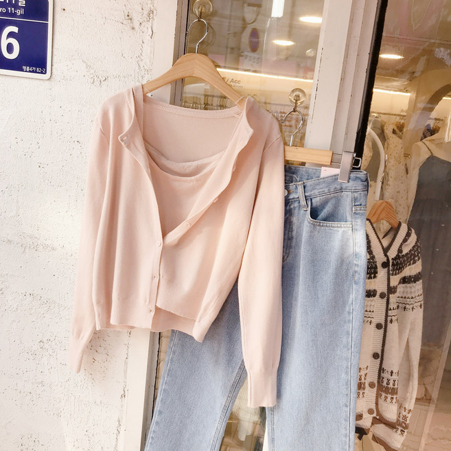 봄 (set) 보들 니트 나시 가디건 세트