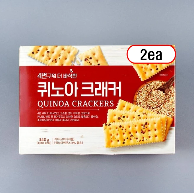 4번구워 더 바삭한 퀴노아 크래커, 2개, 340g - 쿠팡