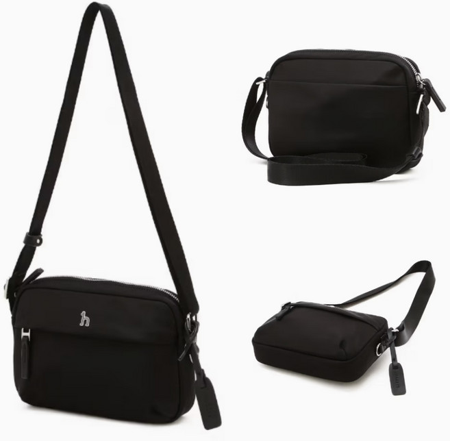 [AK분당점] [헤지스] 블랙 나일론 로고 미니 크로스백 HJBA6E720BK