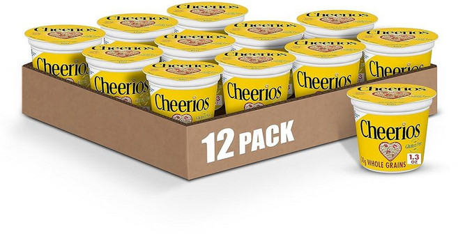 Cheerios 오리지널 아침식사용 시리얼 컵 통곡물 귀리 글루텐 프리 36.9g(1.3온스) (12개들이), Cheerios_1.3 Ounce (Pack of 12, 36g