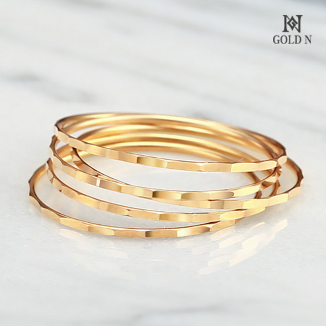 골드앤 14K 열송이 반지_물결컷팅 반지 실반지 레이어드 데일리 심플 기본