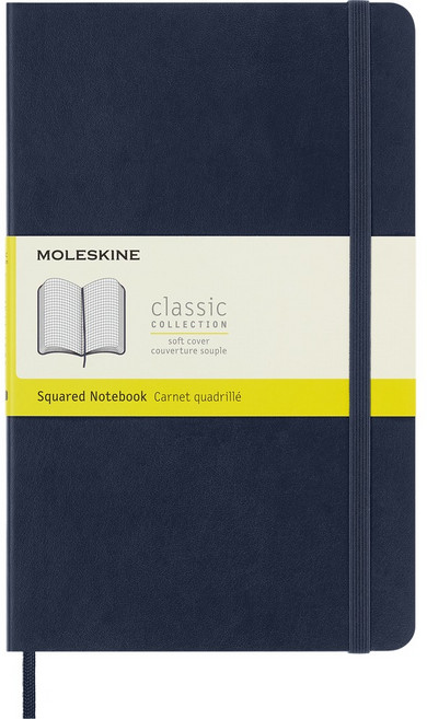 MOLESKINE 經典軟皮筆記本 L型 方格, 藍, 1個