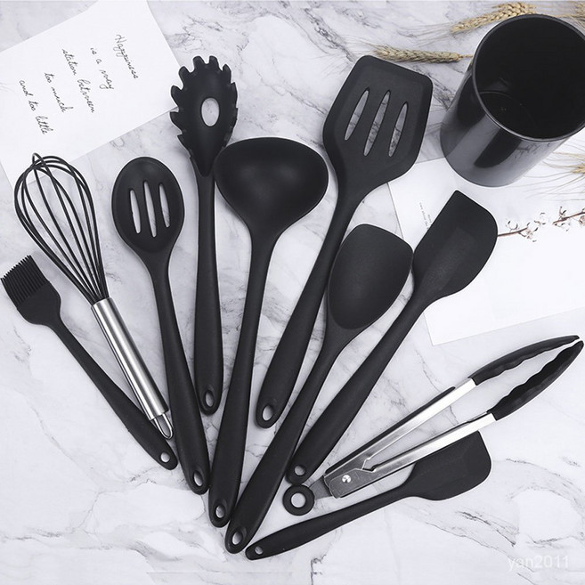 2025 출시 실리콘 주방 조리도구 블랙 세트 11p | 가성비 옵션, 11개