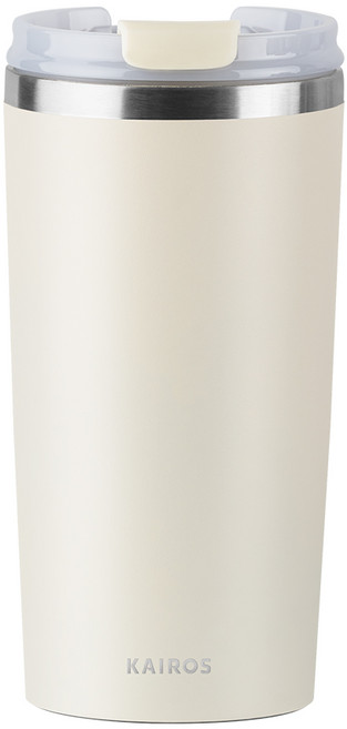 카이로스 클래식 베큠 보온 보냉 밀폐 스텐 빨대 텀블러, 1개, 470ml, 크림