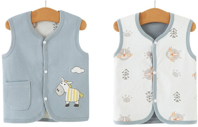 럭셔리베이비 유아 양면 반조끼 아기 순면 보온조끼 수면조끼 키즈 베스트