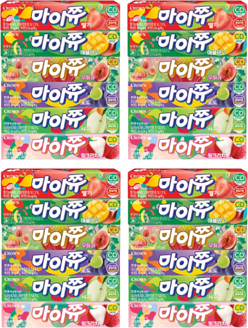 마이쮸(44g)6종세트(딸기+애플망고+써니피치+포도+사과+핑크리치), 264g, 4세트