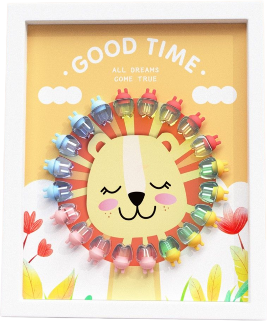 Tooth Fun 乳牙收納盒 微笑獅子款, 微笑獅子-ABS框【彩色水晶牙齒】