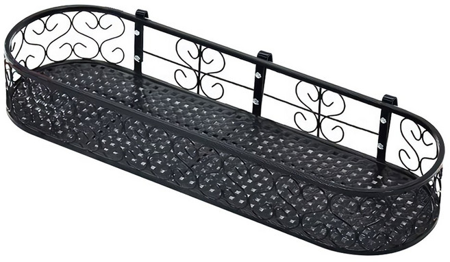 MK 베란다 화분걸이대 고층 창틀용 (라운드 80 X 20cm) 창틀고리 3개형, 1단, 고층 라운드 블랙 80X20 창틀고리 1cm