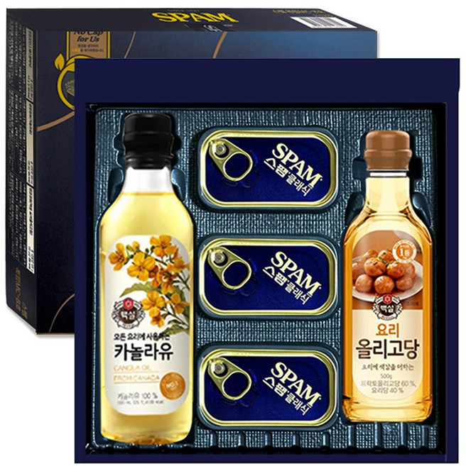 CJ 스팸 고급유 선물세트 + 쇼핑백, 1세트
