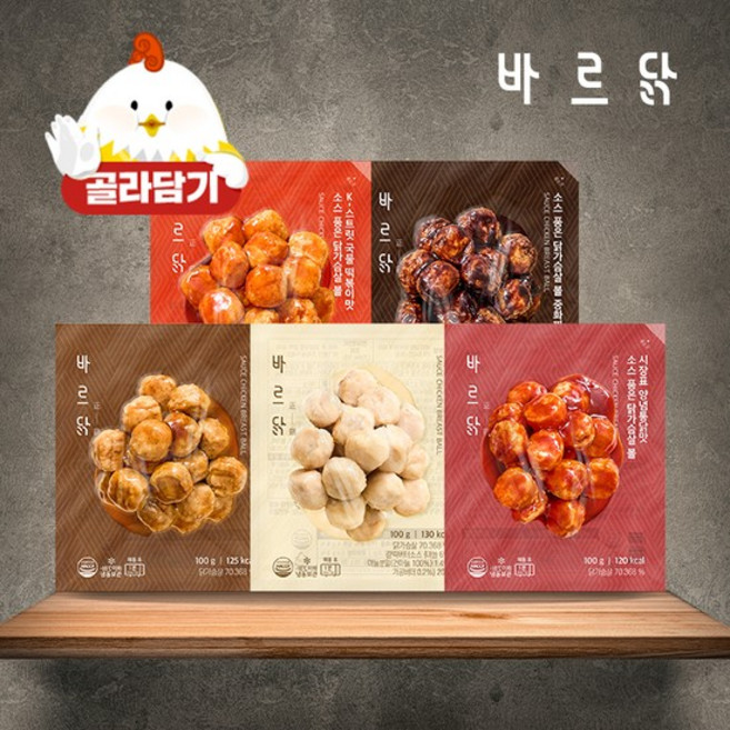 [바르닭] 소스품은 닭가슴살 볼 5종 1팩 골라담기, 매콤찜닭 1팩, 100g, 1