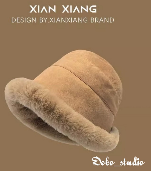 XIAN XIANG 絨毛漁夫帽 女生秋冬保暖護耳毛帽