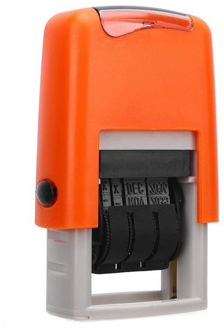날짜 스탬프 25 x 2.8mm 컴팩트 휴대용 맞춤형 날짜 스탬프 투명 스탬핑 및 빠른 건조 사무실 문서 지폐 표시를 위한 조절 가능한 날짜 스탬퍼 (오렌지), 주황색