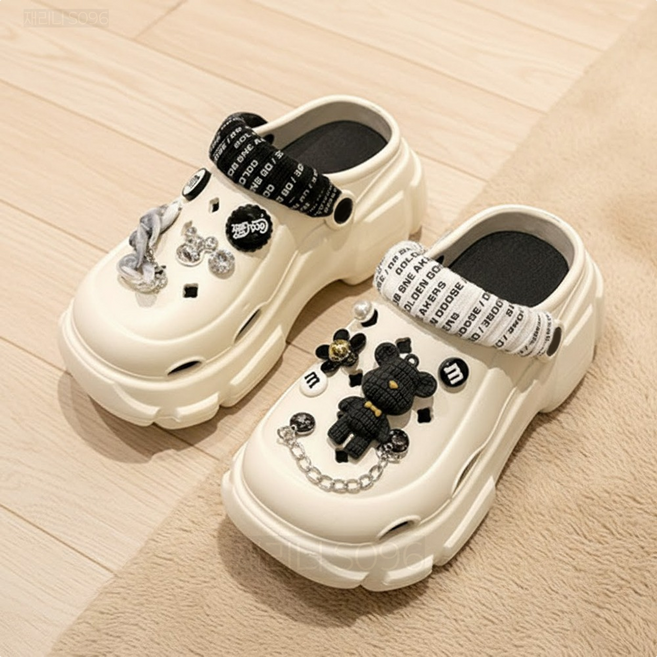 재리니 믹스매치 액세서리 포인트 키높이 통굽 아쿠아 슬리퍼 RS-S096