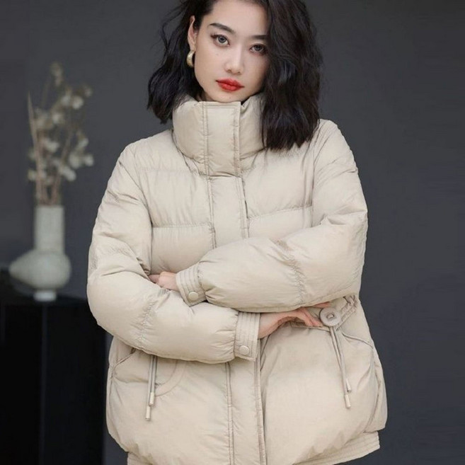 ZAJA여성 겨울100%오리털 슬림 보온 캐주얼 겨울패딩점퍼 스탠딩 칼라 숏패딩