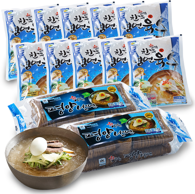 살얼음 동동 평양 물냉면 10인 세트 (평양냉면+한우맛육수330ml), 2개, 1kg
