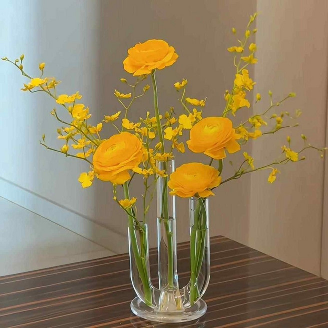 우주선화병 오브제 호리병 유리화병 3구 곡선 꽃병, 3단화병