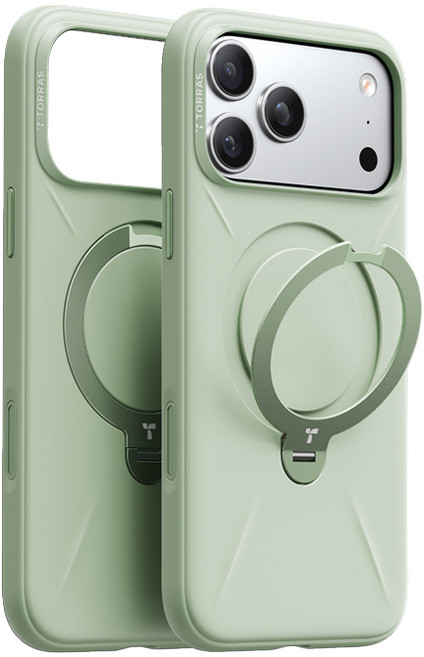 TORRAS iPhone 17 Pro 手機殼 防摔 旋轉支架, Silicone Magnetic 17pro 綠, 1個