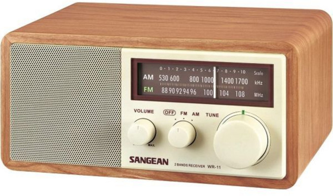 산진 WR-11 아날로그 라디오 우드 캐비닛 AM/FM 탁상형