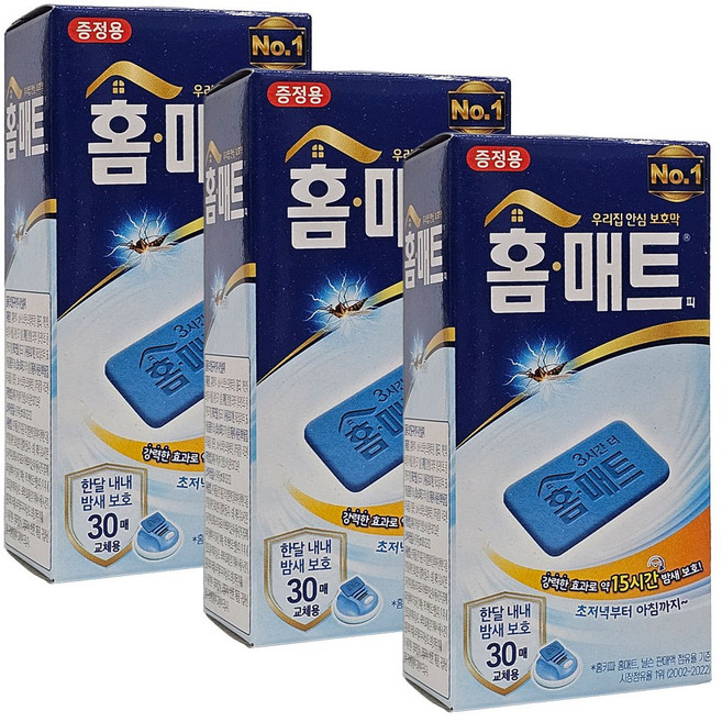 홈매트 매트형 모기퇴치제 교체용 리필30매x3개, 30g, 3개
