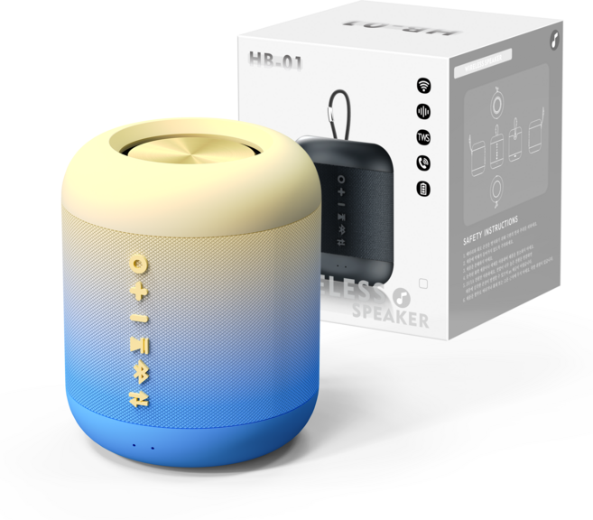 비파노 휴대용 생활방수 TWS 블루투스 스피커, 옐로우블루