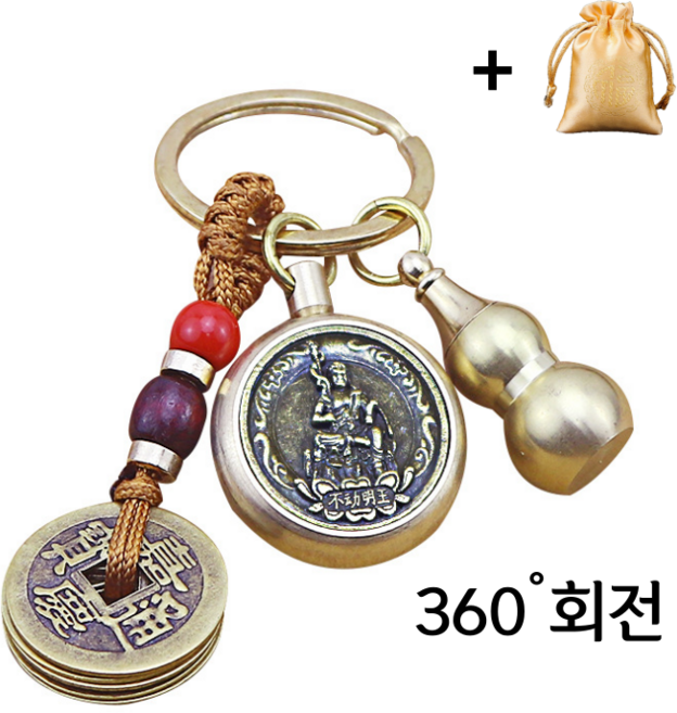 마감세일] 효과좋은 키링 행운의 띠 수호신 360도 회전 열쇠고리, 1개, 토끼띠(문수보살)