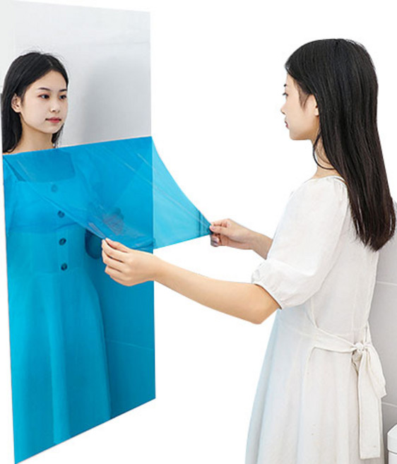 로아 초간편 부착식 거울 시트지 노프레임 사각 미러, 60x60