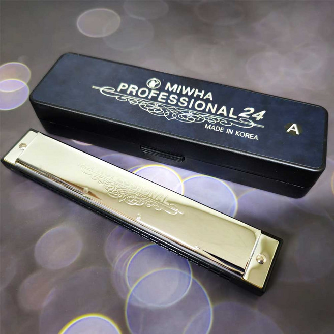 미화MIWHA 프로페셔널24 하모니카 (A장조) 24홀 국산 Harmonica A Key, 1개