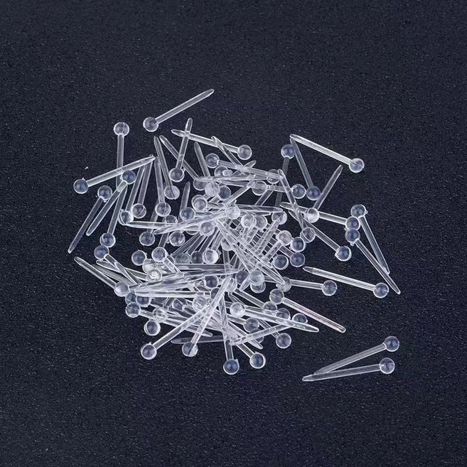 全店精選 男女養耳洞塑料耳棒耳釘 防堵膠棒耳棍 女硅膠防塞 隱形耳棒, 透明豆豆【20根】送圓盒, 1個