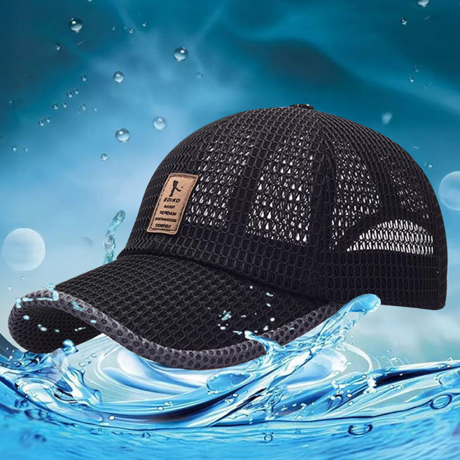 제이킨 여름 바캉스 물놀이 메쉬 골프 모자 공사장 현장 시원한 메쉬 모자, 야구모자_블랙, 1개