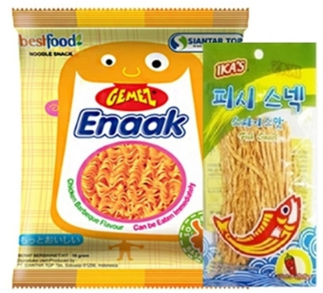 케이엠푸드 맥주안주 [게메즈 에낙 라면과자 치킨바베큐 10개] + [피시스낵 스파이시10개 ], 1박스, 13g